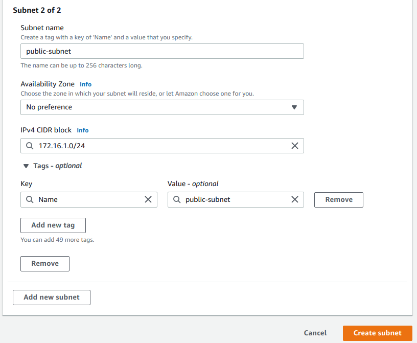 The second subnet details